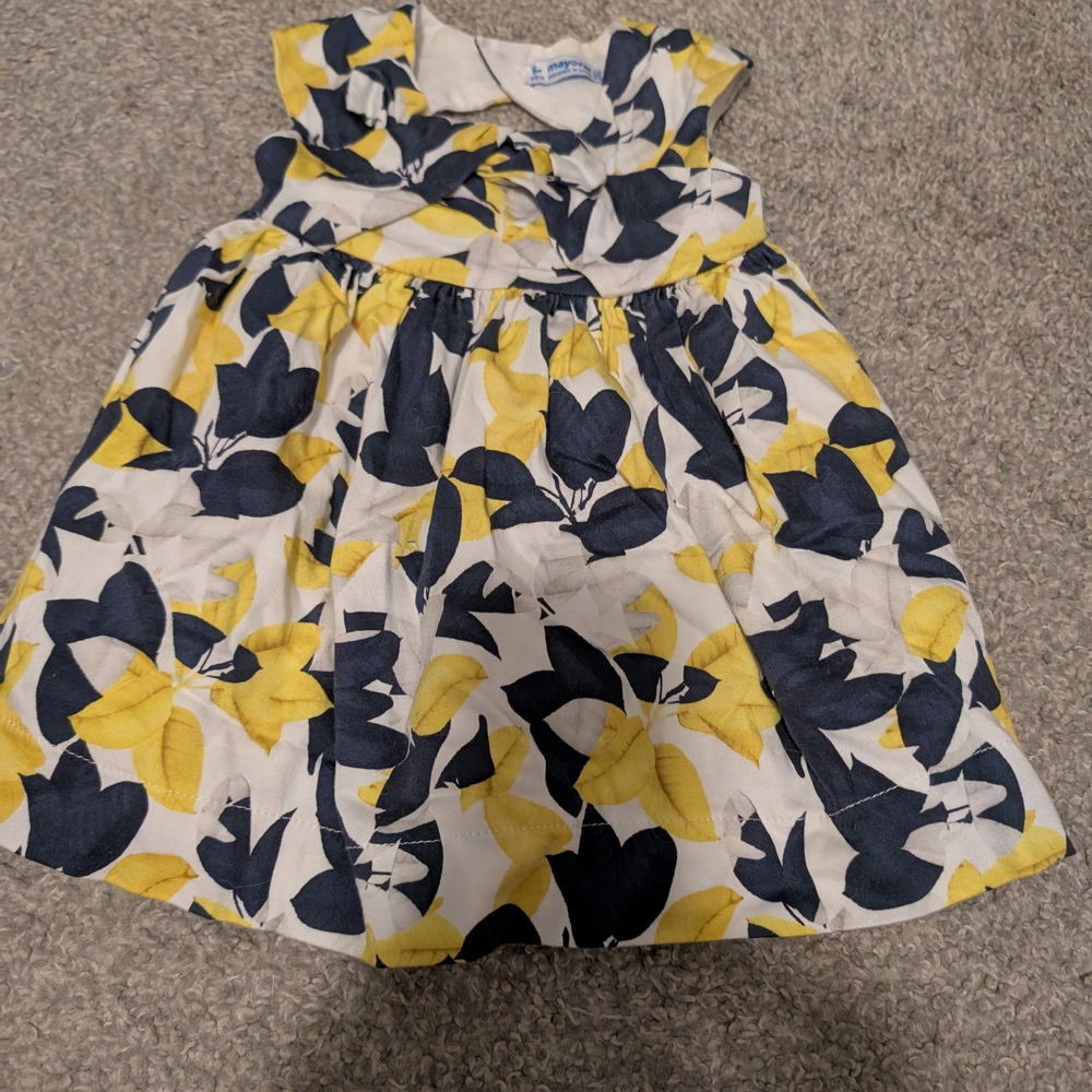 Floral Yellow and Blue Kids Dress